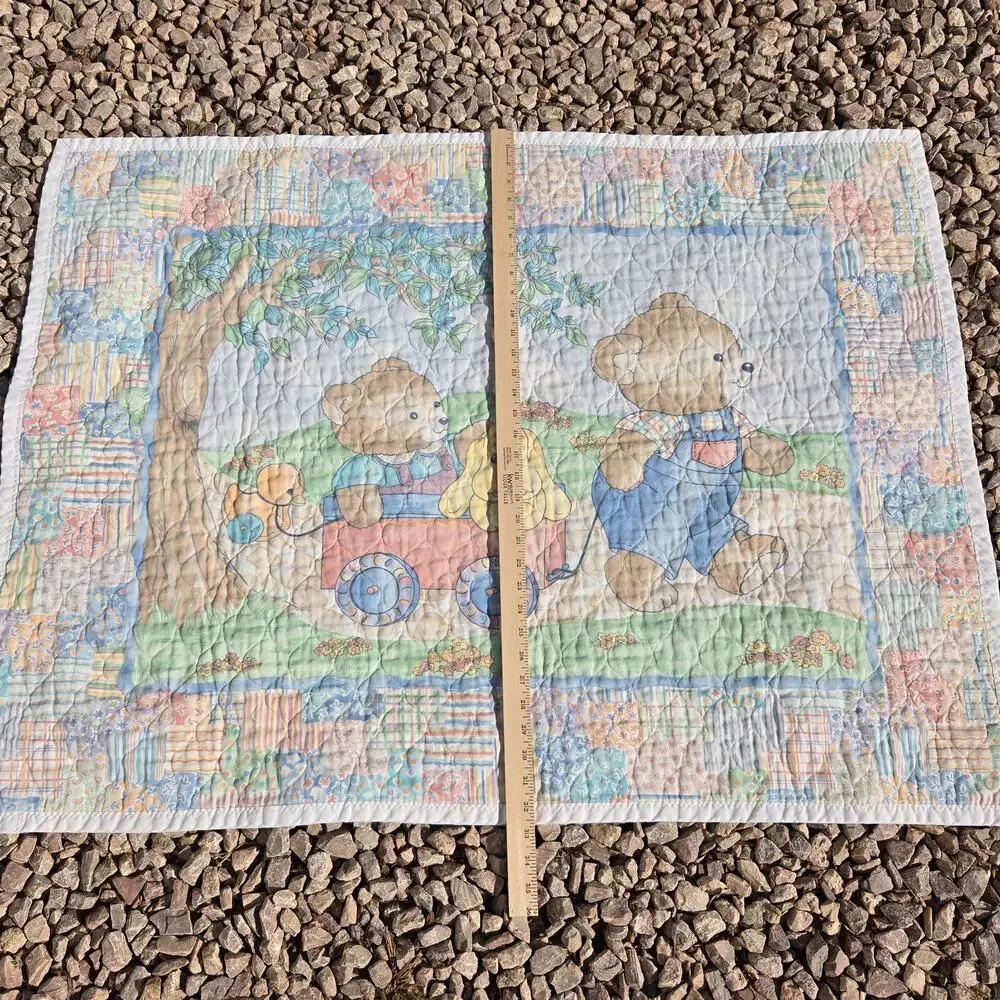 Vintage Baby Quilt‎ Soft Pastel Colors Nursery Cottagecore Approx. 42